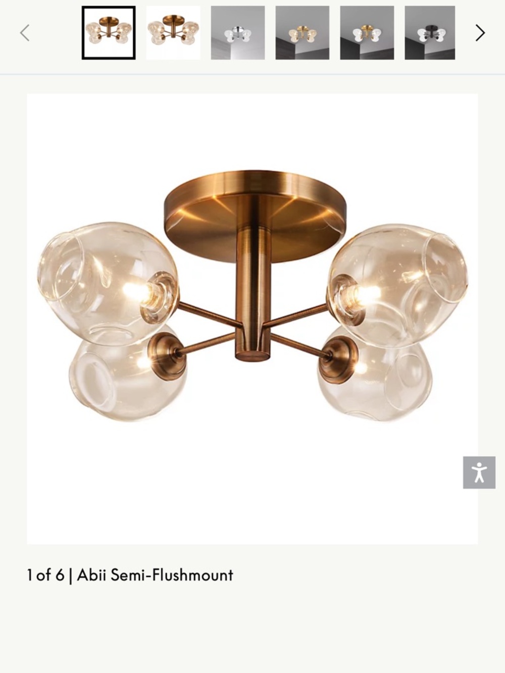 Abii Semi-Flushmount Ceiling Light - Brass with Champagne Glass Shades